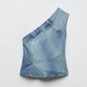 Zara denim asymmetrical top